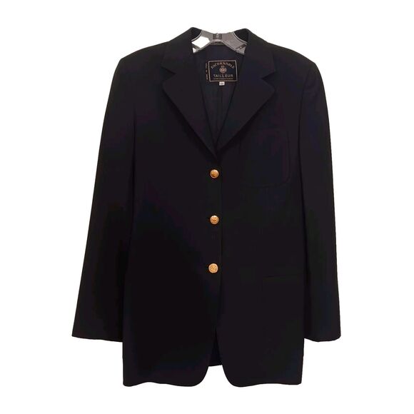Faconnable Tailleur Albert Goldberg Navy Blue Women's BLAZER Sz 42 GOLD BUTTONS - Picture 1 of 11